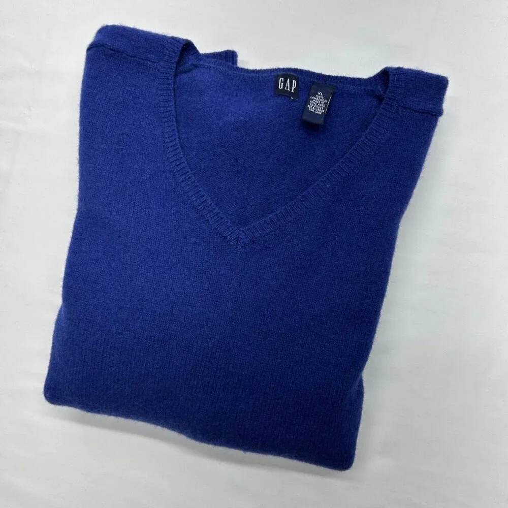 Lambswool Women's Sweater By Gap XL Dark Purple V-Neck